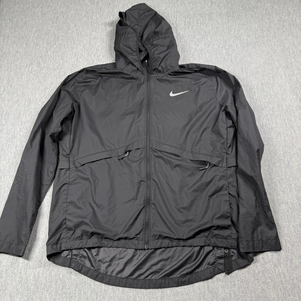 Nike Jacket Women L Black Running Hooded Packable Windrunner Lightweight Sport